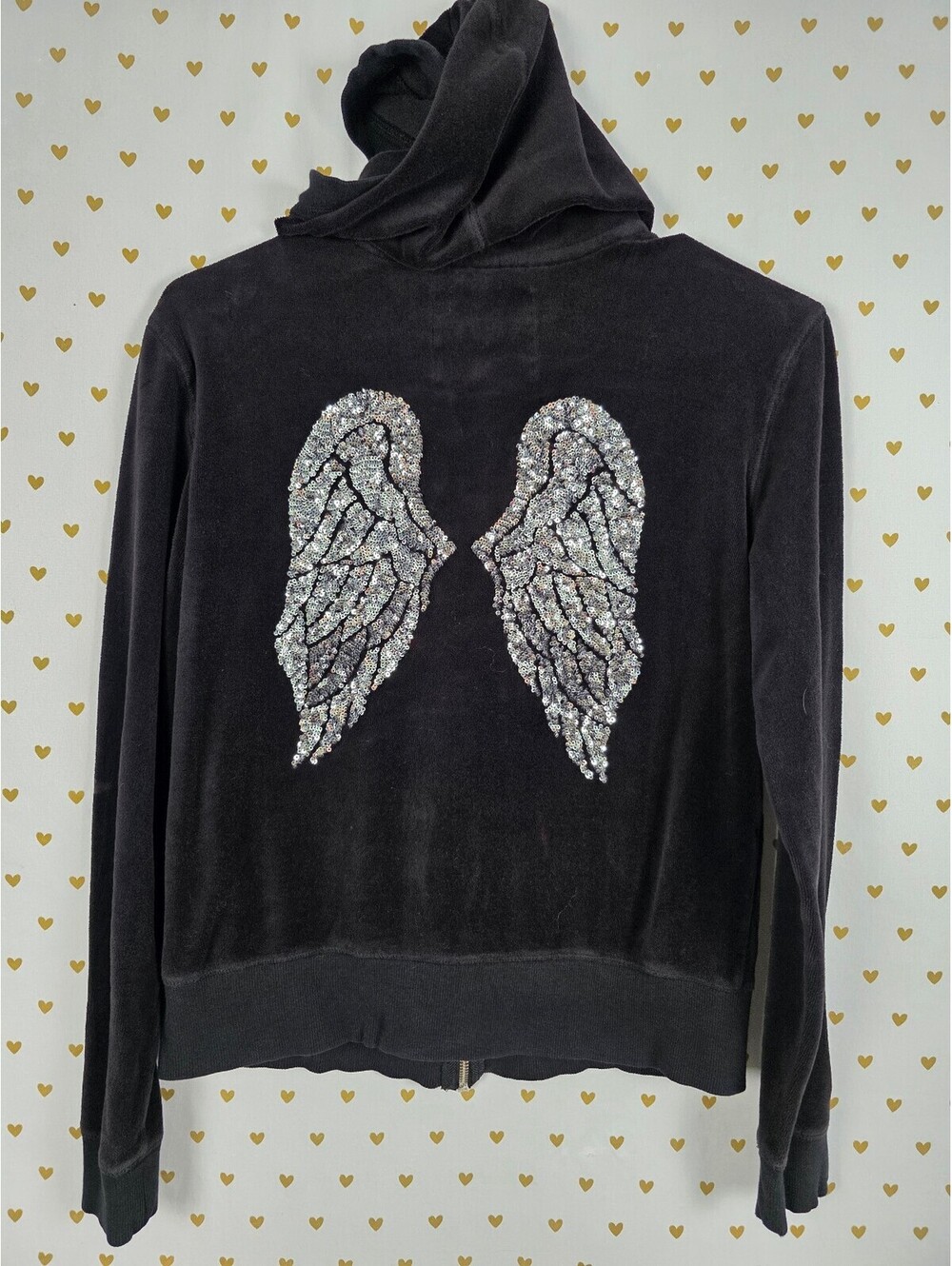 Victorias Secret Angels Velour Full Zip Wings Jacket Bling Sequined Small